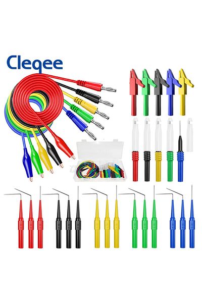 CLEQEE P1920b 30pcs Back Probe Kit Multimeter Test Leads 4mm Banana Plug To Alligator Clips Wire...