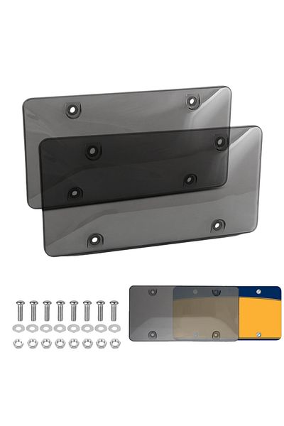 Choice Black 2 Pack Car License Plate Tinted Tag Shield Cover Plastic Clear Protector Car License Plate Fra