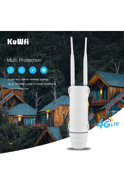 Choice جهاز توجيه KuWFi 4G خارجي WIFI بسرعة 300 ميجابت في الثانية مقاوم للماء وبطاقة SIM 4G وشبكة إنترنت لاسلكية واسعة النطاق...