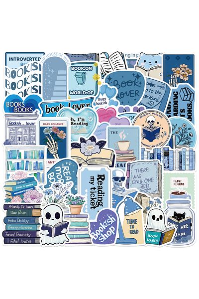 Choice 50pcs 50pcs Blue Bookish Graffiti Sticker Reading Book Stickers For Students School Season Gift Diy