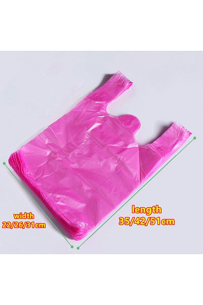 Choice 22x35cm Pink 100pcs Plastic Bag Thicken With Handle Wedding Party Candy Gift Bag Supermarket Shoppin