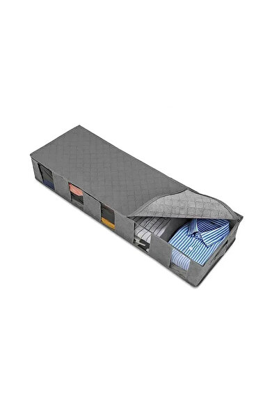 Choice حقيبة تخزين ملابس رمادية قابلة للطي أسفل السرير مع حجرة تخزين كبيرة قابلة للتعديل