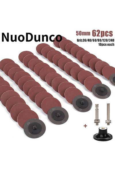 Choice 62pcs 62pcs 50mm R-type Quick Change Discs Set 2" Zirconia Sanding Discs With 1/4" Holder For Die gr