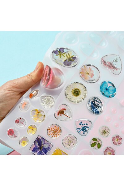 Choice قوالب سيليكون كابوشون بيضاء DIY بأشكال هندسية مختلطة من الراتنج لصنع المجوهرات المصنوعة من الراتنج الإيبوكسي