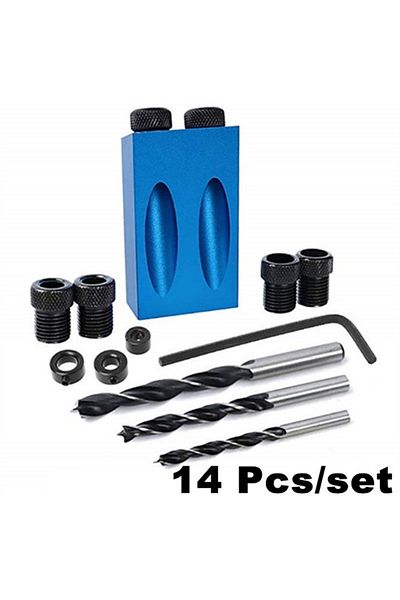 Choice Woodworking Oblique Hole Locator Pocket Jig Kit 15 Degree Drill Bit Guides Joint Angle Drive Adap...
