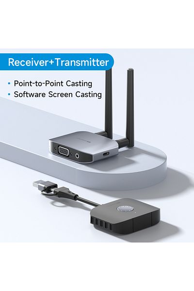 Choice مجموعة جهاز إرسال واستقبال Hagibis اللاسلكي المتوافق مع HDMI وموصل USB مزدوج من النوع C وموسع للتلفزيون...