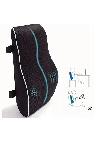 Choice Black 1pc Memory Foam Car Seat Cushion For Office And Gaming Chairs - Supports Lumbar And Waist - So