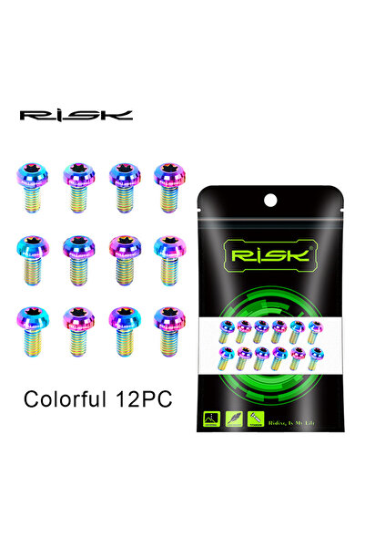 Choice 12 قطعة ملونة من RISK M5X10mm برغي دوار قرص فرامل الدراجة الجبلية T25 ...