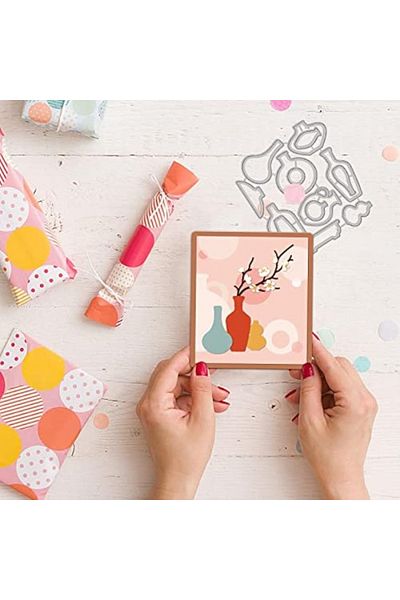 Choice 2pcs Art Flower Arrangements Cutting Dies Metal Floral Vases Die Cuts Embossing Stencils Template