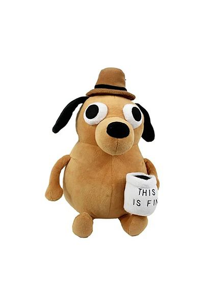Choice 25cm 25cm This Is Fine Meme Coffee Dog Plush Toy Soft Stuffed Doll Stuffed Plush Animals Kids Toy Gi