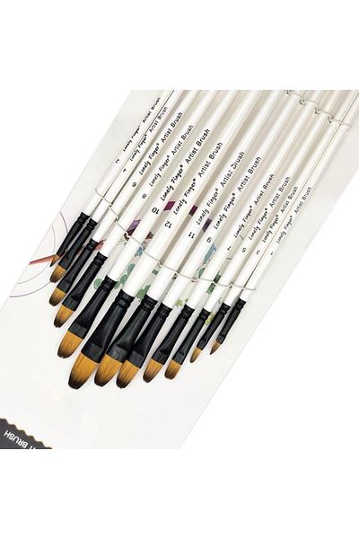 Choice 12pcs White Filbert 12pcs Filbert Paint Brushes Professional Nylon Hair Fine Tip Paint Brush Set Art