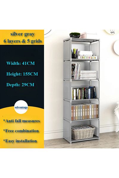 Choice 5 Grids Simple Bookshelf Multi-layer Bookshelf Storage Racks Bedroom Book Shelf Organizer Easy Assem