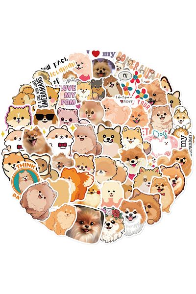 Choice 50pcs 50pcs Cute Pomeranian Dog Sticker Pet For Ipad Computer Luggage Laptop Phone Stickers Waterpro