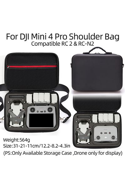 ERIKOLE Black For Dji Mini4 Pro Storage Bag Dji Rc Remote Controller Portable Carrying Box Black Case Handba