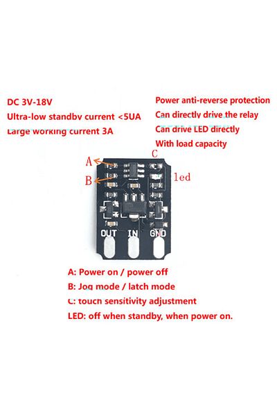 Choice Capacitive Touch Switch DC 3V-15v 12V 2A Touch Bistable Electronic Induction Switch LED Relay Swi...