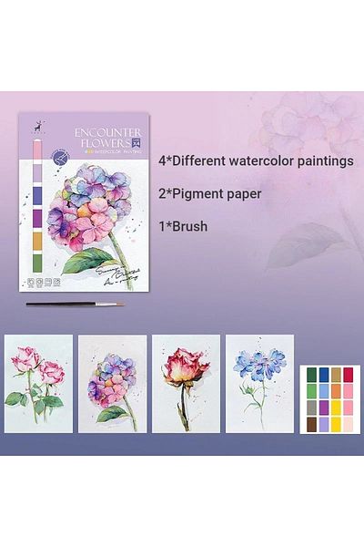 Choice Green Portable Watercolor Painting Book 4 Sheets Coloring Book With Paint Brush Gouache Book Kids gr