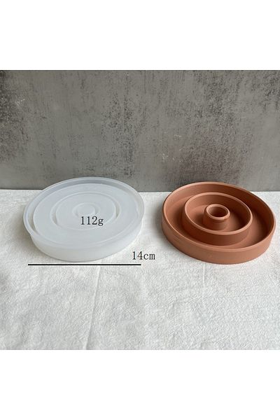 UDOCOOL Concrete Round Candlestick Siliocne Mold DIY Handmade Plaster Epoxy Resin Candle Holder Tray Mold...