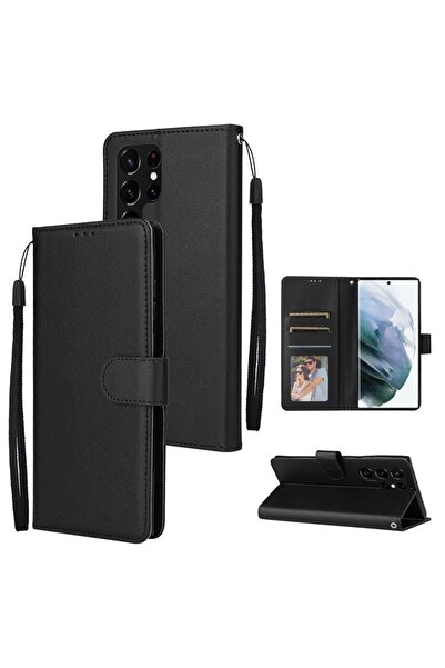 Choice Galaxy A54 Case & Strap Black Wallet Magnetic Flip Card Stand Leather ...