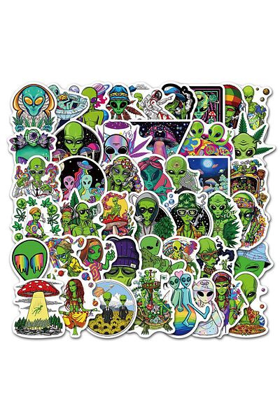 Choice 50pcs Alien 50pcs Psychedelic Alien Weed Characteristics Stickers Laptop Car Bike Travel Luggage Fri