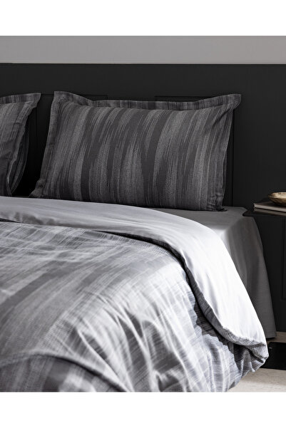 Madame Coco Raphael King Size 100% Cotton Printed Satin Bedding Set - Anthracite