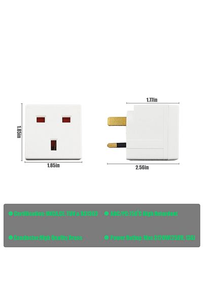 Choice 2 Way Double Plug Adaptor - Multi Plugs Extension Sockets Adapter - UK 3 Pin Socket Extensions 25...