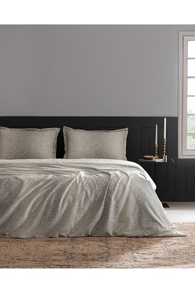 Madame Coco Elaine King Size Satin Duvet Cover Set - 100% Cotton, Printed - Stone