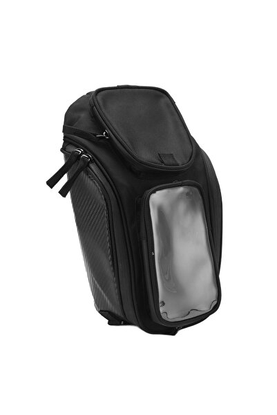 Choice حقيبة خزان دراجة نارية سوداء مزخرفة من قماش أكسفورد مقاوم للماء والتآك...