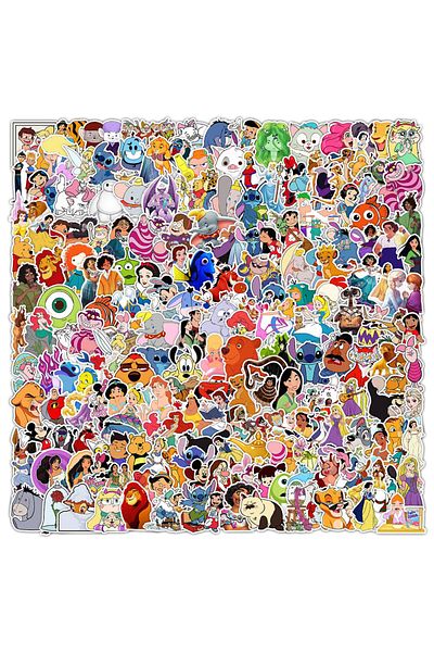 Miniso 10pcs 10/30/50/100/200pcs Cute Disney Mix Stitch Mickey Mouse Princess Stickers Cartoon Decal Fridge