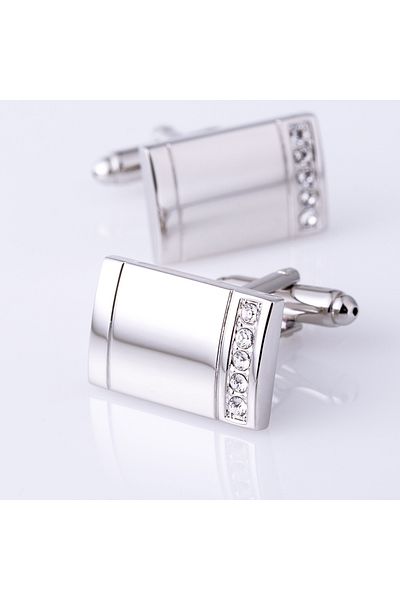 Choice Silver Simple Rectangle Crystal Mens Cufflinks French Shirt Blank Buttons Business Metal Copper Bras