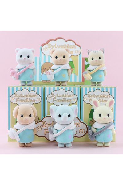 Choice 6pcs 6 Pcs/set New Sylvanian Kawaii Cute Role Poodle Blind Box Figure Baby Doll Family Desktop Decor