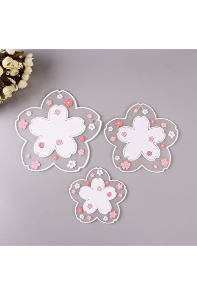 Choice حصيرة أكواب الشاي المستديرة البيضاء على شكل زهرة الكرز اليابانية على شكل حرف S، حصيرة عازلة غير قابلة للانزلاق