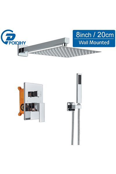 Choice 8 Inch 2 Way A Concealed Chrome Shower Set Bathroom Shower Faucet Bath Shower Mixer Tap Waterfall Ra