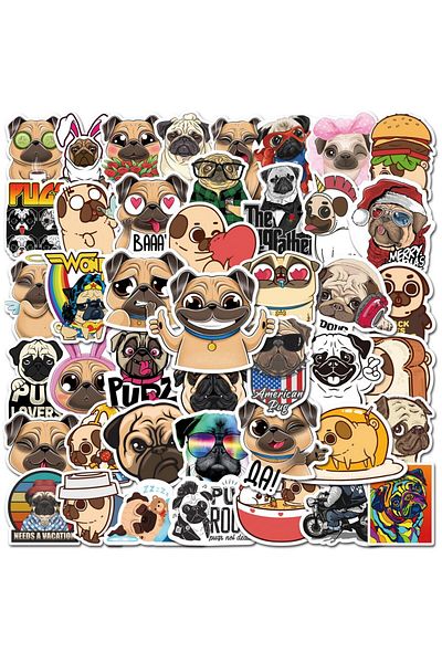 Choice 50pcs Pug 50pcs Funny Animal Dog Pug Stickers Kawaii Stationery Scrapbooking Phone Laptop Guitar Gra