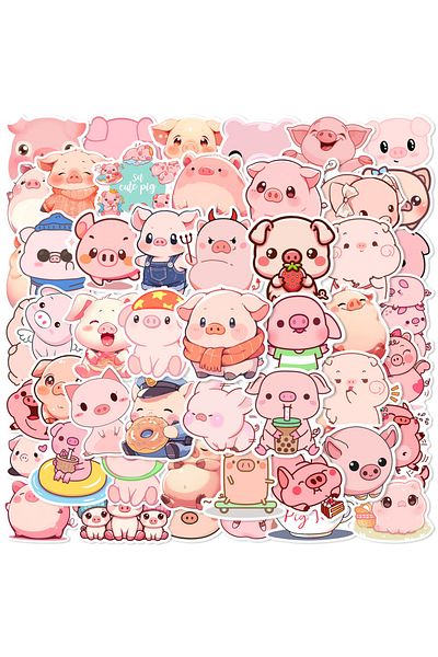 Choice 50pcs 50pcs Cute Little Piggy Cartoon Graffiti Animals Stickers Phone Guitar Laptop Suitcase Water B