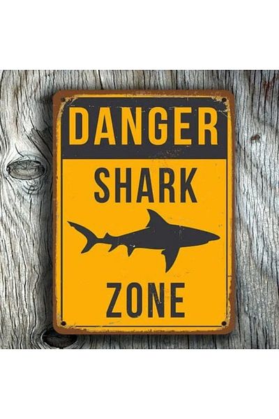 Choice 20x30cm Tya0716-03 Retro Shark Warning Metal Sign Painted Plaque Perfect For Courtyard Manhole Swimm