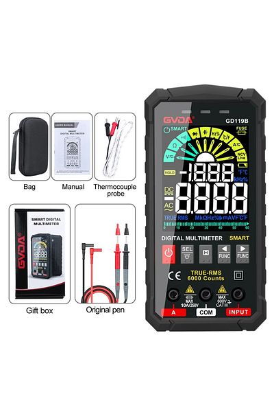GVDA NEW Generation 600V Digital Multimeter Ture RMS AC DC NCV Smart Multimetro Tester Ohm Capaci...