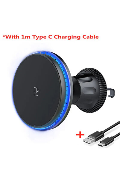 Choice شاحن سيارة لاسلكي مغناطيسي LED مع كابل 30 وات RGB لهاتف iPhone 12 13 1...