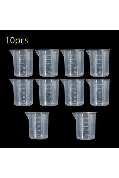 Choice 100ml-10pcs 100ml Measuring Cup Transparent Plastic Scale Beaker Cups Lab Chemical Laboratory Contai
