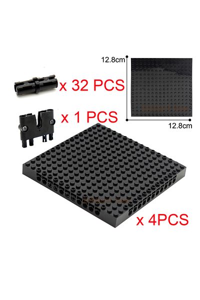 Brilliant Deer 4pcs Black Creative 16x16 Baseplate Pixel Mosaic Art Building Block Bottom Plate 65803 1x1 Dots Bric