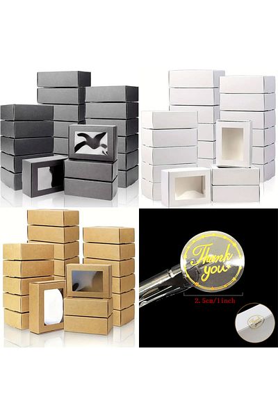 Choice 20pcs Mini Kraft Paper Box With Window, Candy Jewelry Soap Boxes Present Box, Present Packaging W...