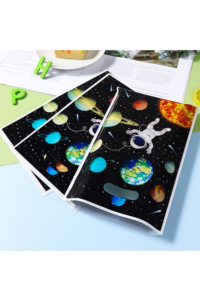 Choice 25x17cm Other Black Disposable Plastic Gift Bag With Space Astronaut Pattern, For Party Decoration,