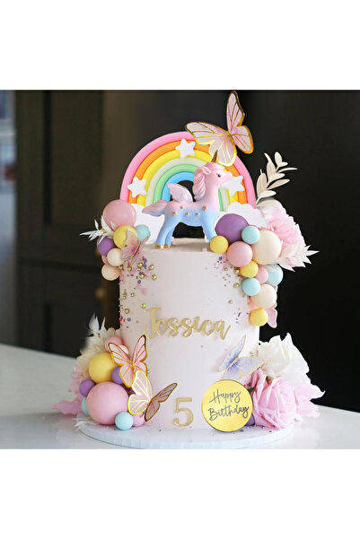 Choice 47 قطعة من الطراز 3، 47 قطعة من زينة كعكة يونيكورن قوس قزح، يونيكورن م...