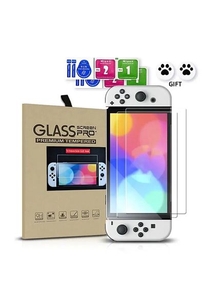 Choice واقي شاشة زجاجي مقوى من قطعتين لجهاز Nintendo Switch Oled 9h Hd Clear Gla