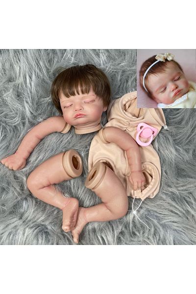 MRB With Cloth Body Painted Doll Kit 19inch Painted Reborn Doll Kit Rosalie With Rooted Hair And Cloth B