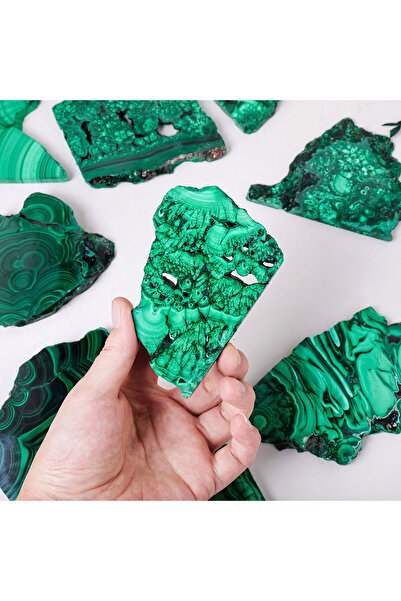 Choice 10-30 جرام من حجر الملاكيت، قطعة واحدة من الكريستال الطبيعي، عيون خضرا...