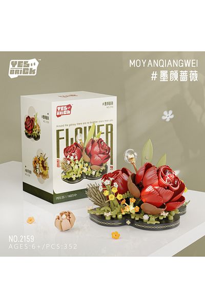 Choice With Box 352 Pcs 2159 Flower Bouquet Building Set, Mini Bricks Building Blocks Artificial Flowers, D