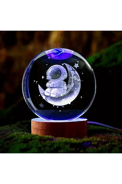 Choice Astronaut Moon 1pc Astronaut 3d Laser Carved Crystal Ball With Colored Lights, Living Room Bedroom P