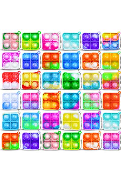Choice Square 20pcs Mini Pop Keychain Toddler Sensory Fidget Toys Bulk For Classroom Prizes Kids Birthday P