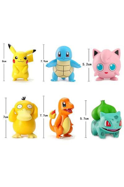 Choice 6pcs Pikachu Pokemon Anime Figures Toys Model Charmander Psyduck Squirtle Jigglypuff Bulbasaur Ka...