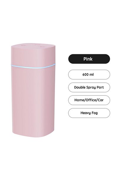 Choice Pink Usb Air Humidifier Double Spray Port Essential Oil 600ml Aromatherapy Humificador Cool Mist Mak